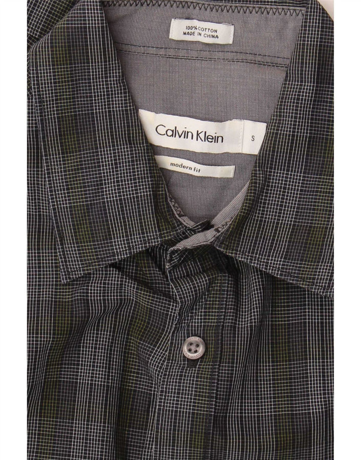 Мужская рубашка современного кроя Calvin Klein, маленькая серая клетка, хлопок