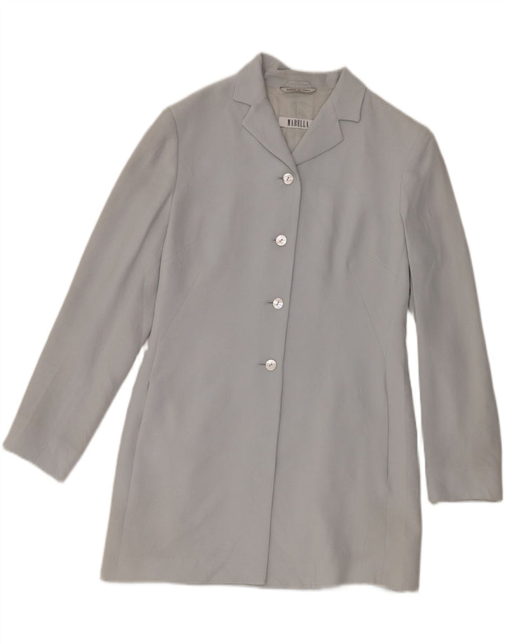 Женский удлиненный пиджак Marella с 4 пуговицами, Великобритания, 10, маленький синий вискоза