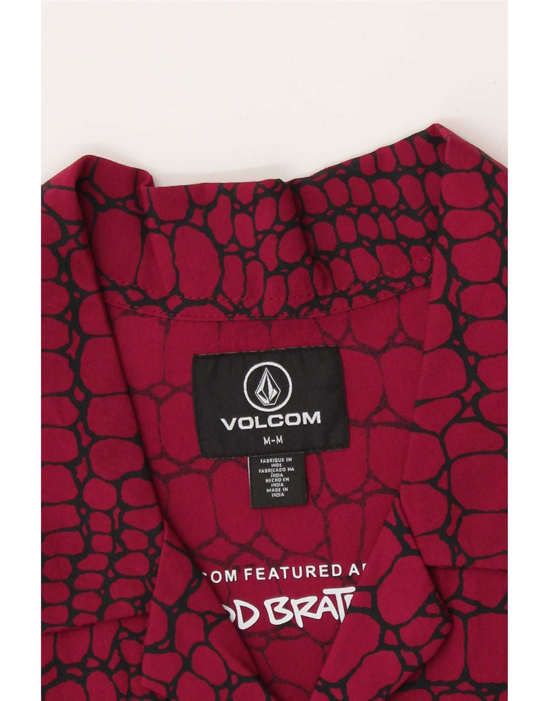 Volcom Мужская рубашка с коротким рукавом среднего красного цвета с животным принтом