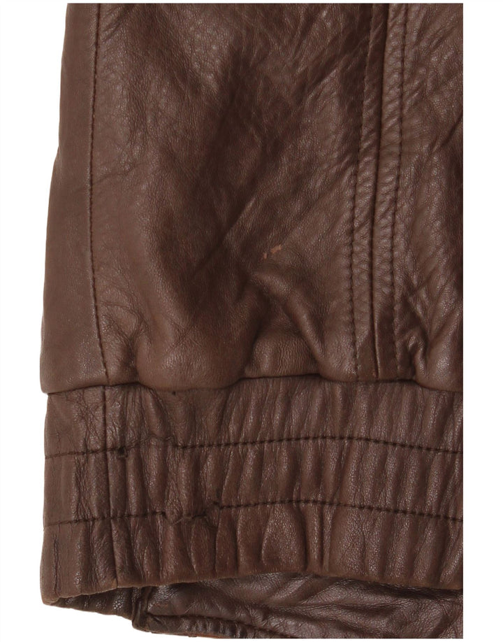 ВИНТАЖНАЯ Женская Кожаная Куртка UK 14 Средне-Коричневая Кожа Argyle/Diamond