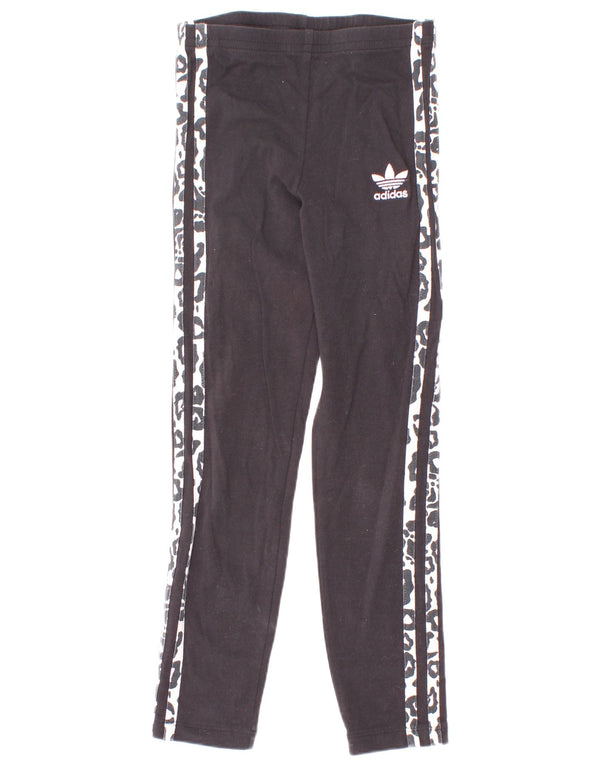 Леггинсы Adidas для девочек 6-7 лет, черный хлопок с животным принтом