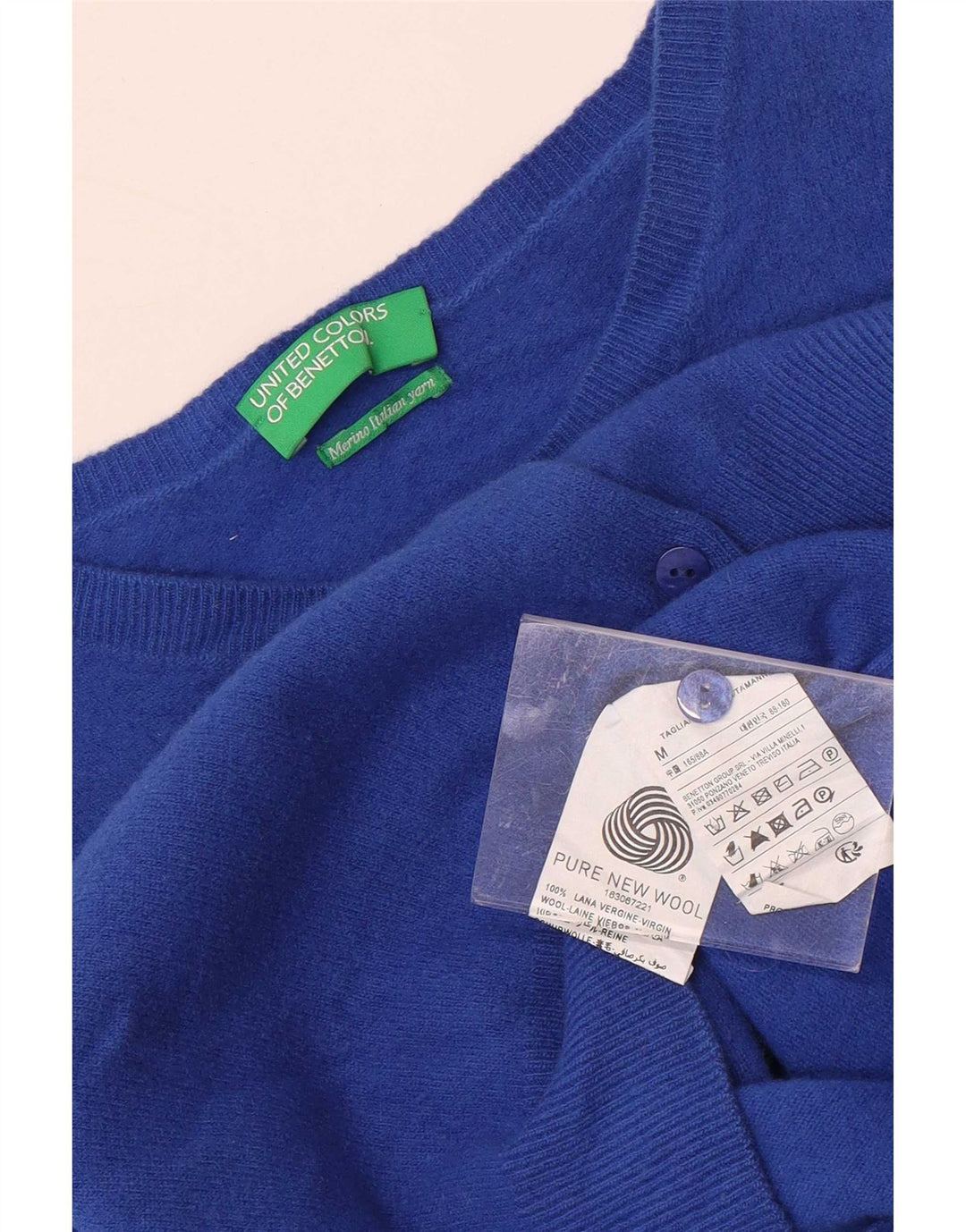 Женский укороченный кардиган Benetton UK 12, средний синий, новая шерсть