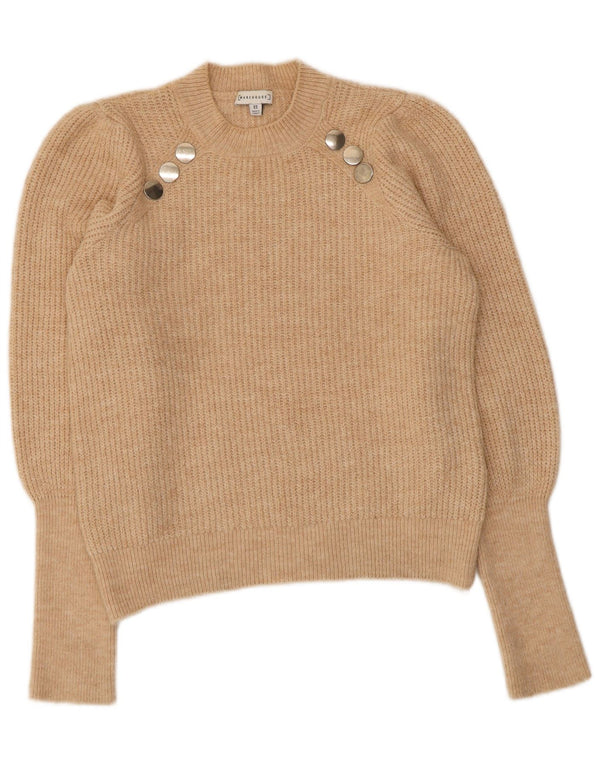 Женский джемпер с круглым вырезом WAREHOUSE UK 12, средний бежевый акрил