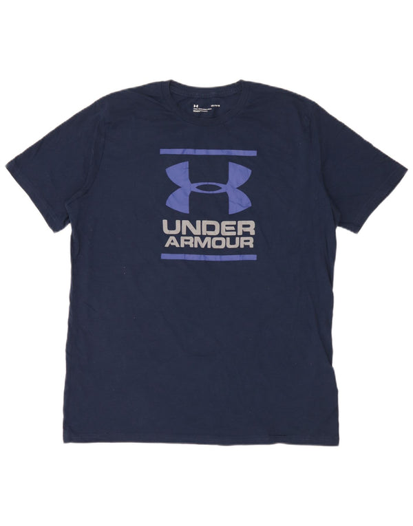 Мужская футболка с рисунком Under Armour, большой темно-синий хлопок