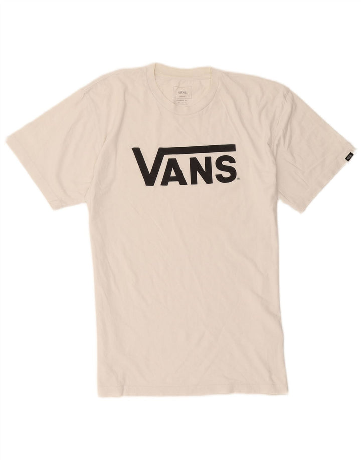 Мужская футболка классического кроя с рисунком Vans, хлопковый топ среднего размера, белый цвет