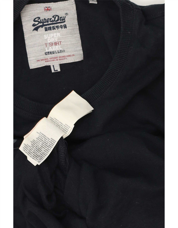 Мужской топ с рисунком Superdry, большой размер, темно-синий, хлопок, с длинным рукавом