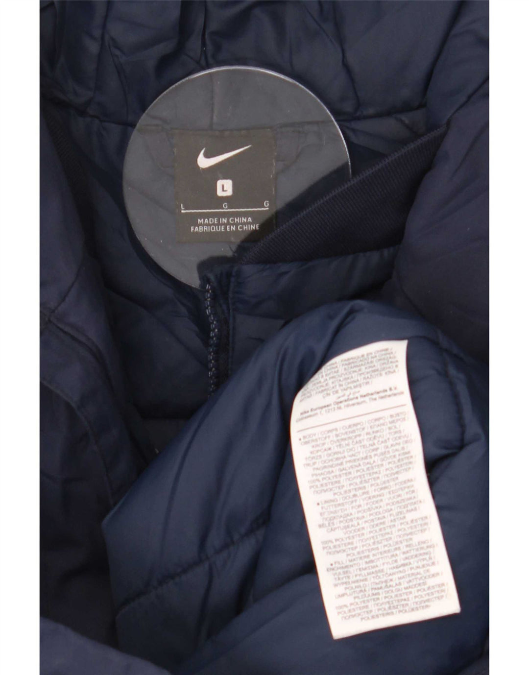Мужская стеганая куртка с капюшоном Nike UK 40, большой темно-синий полиэстер