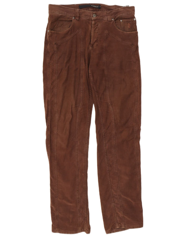 Jeckerson Mens Straight Casual Trousers W36 L33 Brown Cotton