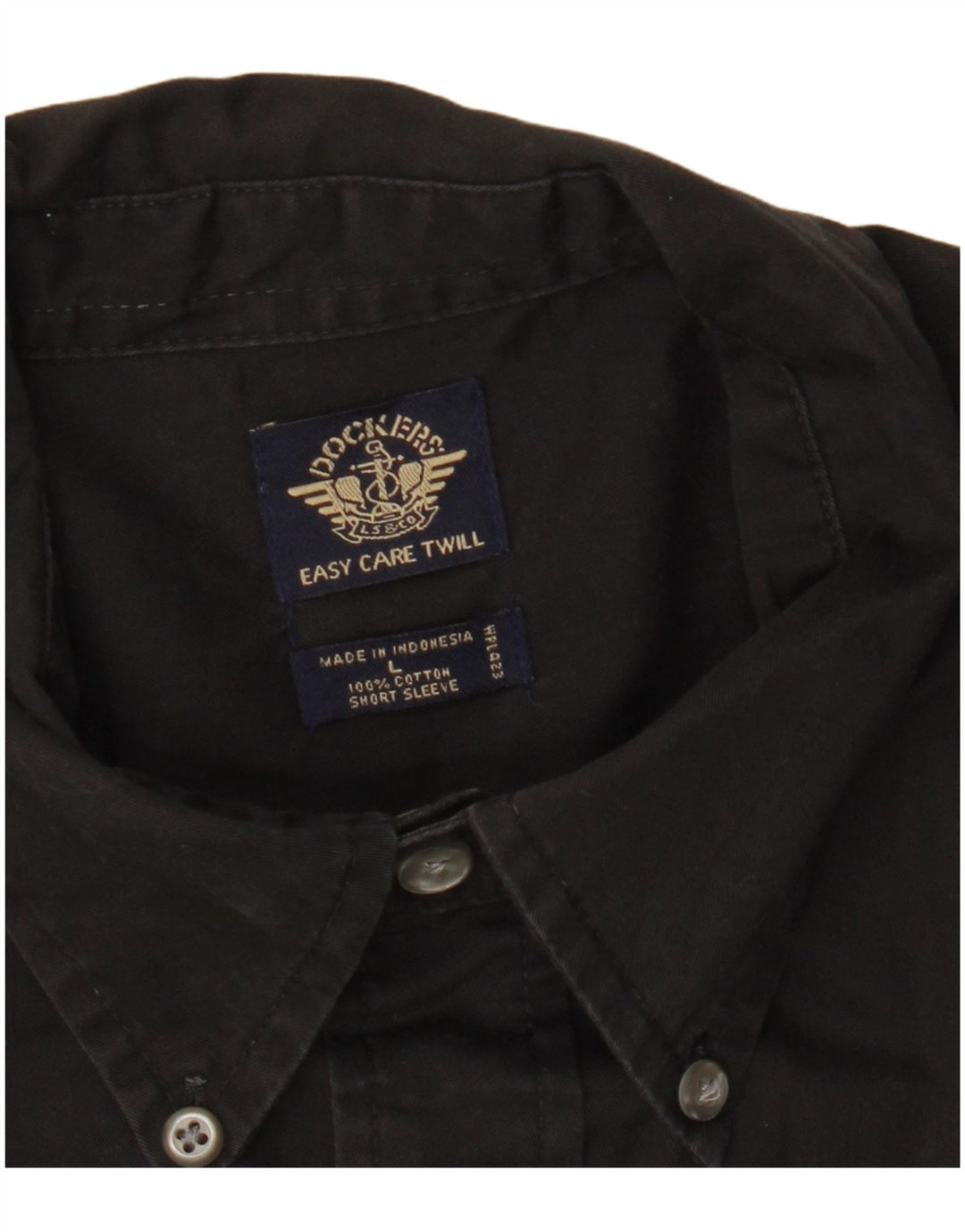 DOCKERS Мужская рубашка с коротким рукавом, большая черная хлопковая ткань