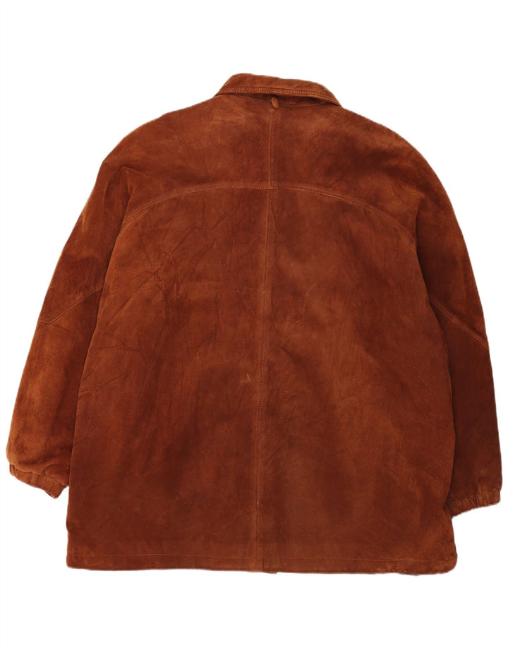 Женское замшевое пальто в стиле оверсайз Michel IT 50 XL Коричневое кожаное