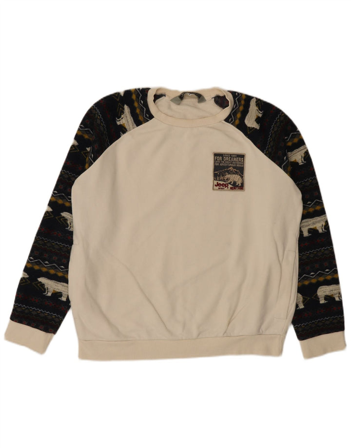 Джип Мужской джемпер большой белый Fair Isle