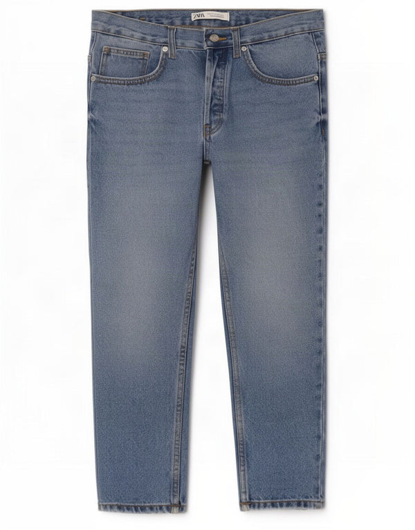 Мужские укороченные джинсы Zara EU 42, большие W32 L25, синие, хлопок