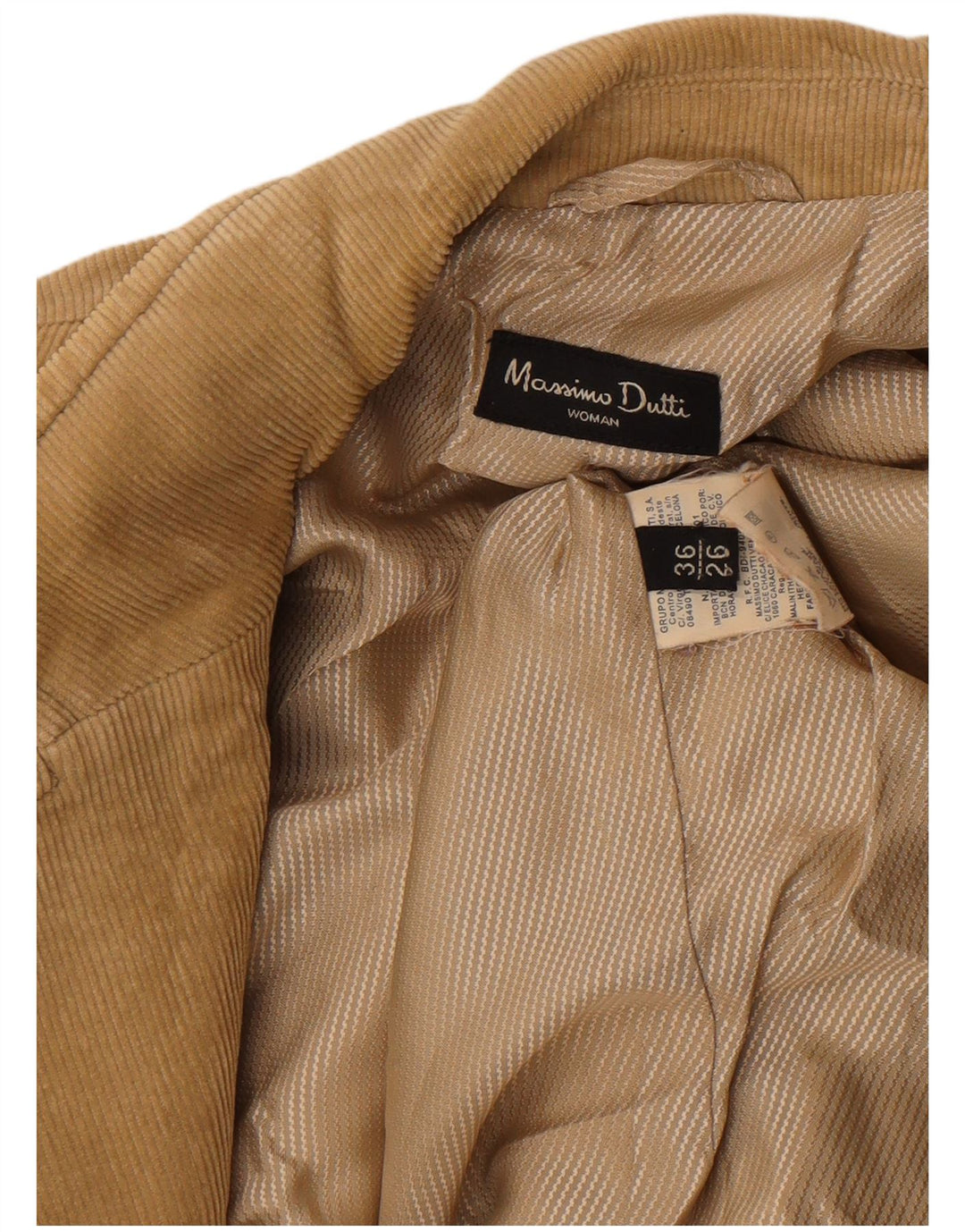 MASSIMO DUTTI Женский вельветовый пиджак с 2 пуговицами EU 36 XS Коричневый хлопок