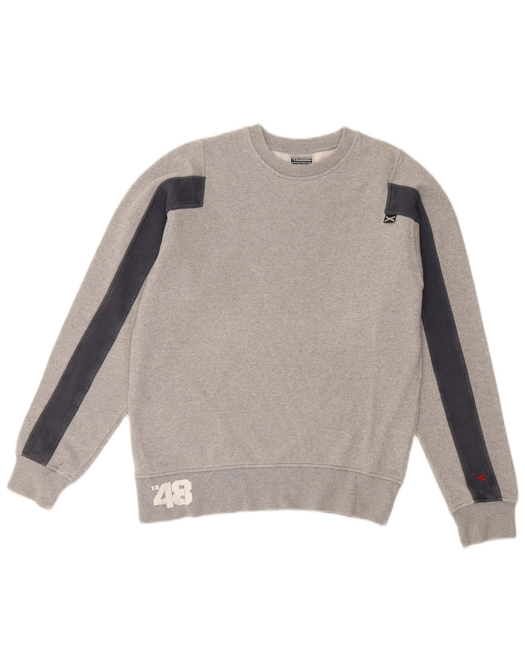 DIADORA Womens Graphic Sweatshirt Jumper UK 14 Medium Grey Colourblock