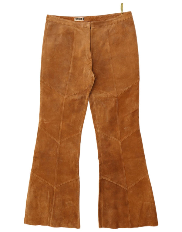 Женские замшевые брюки Yessica Bootcut EU 42, большие W34 L31, коричневые кожаные