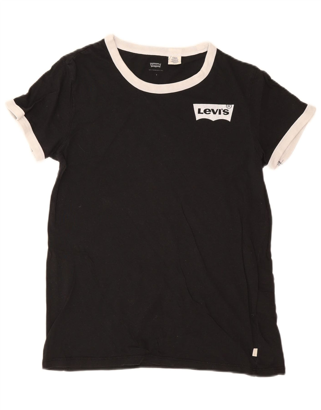 Женская футболка Levi's Top UK 10, маленькая, черный хлопок