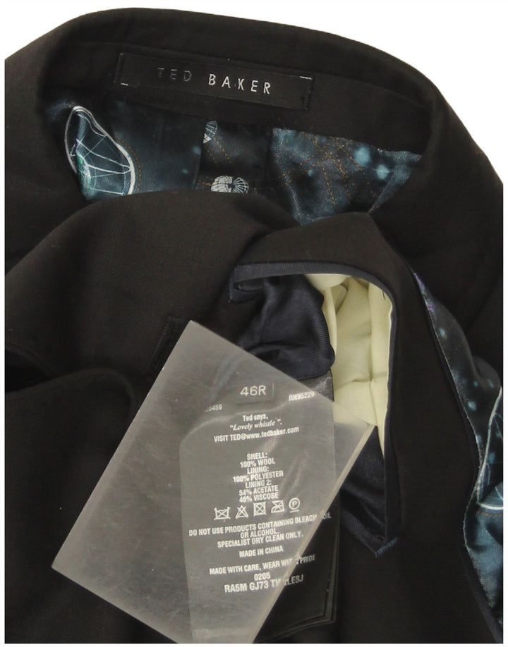Мужской пиджак с двумя пуговицами Ted Baker, США 46, размер 3XL, черная шерсть