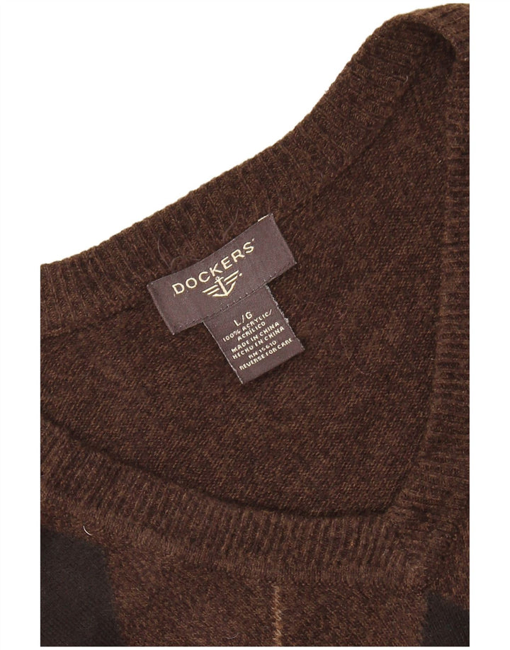 Мужская майка DOCKERS, большая коричневая акрила с ромбами и бриллиантами