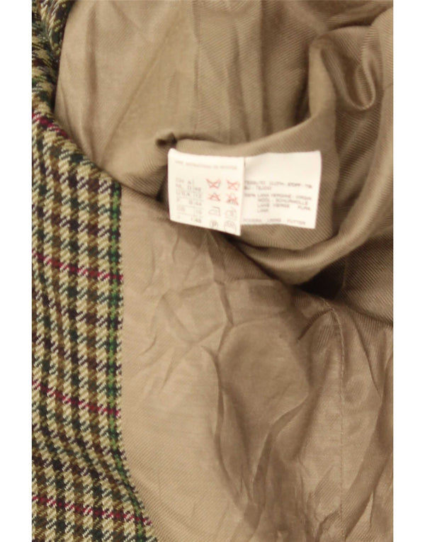 Женский пиджак выходного дня Max Mara UK 16, большой зеленый с узором «гусиные лапки»