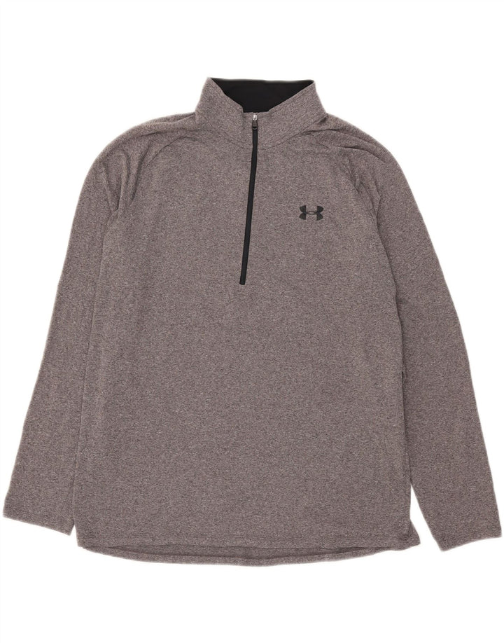 Мужской пуловер с воротником на молнии Under Armour, спортивный костюм, топ XL, серый