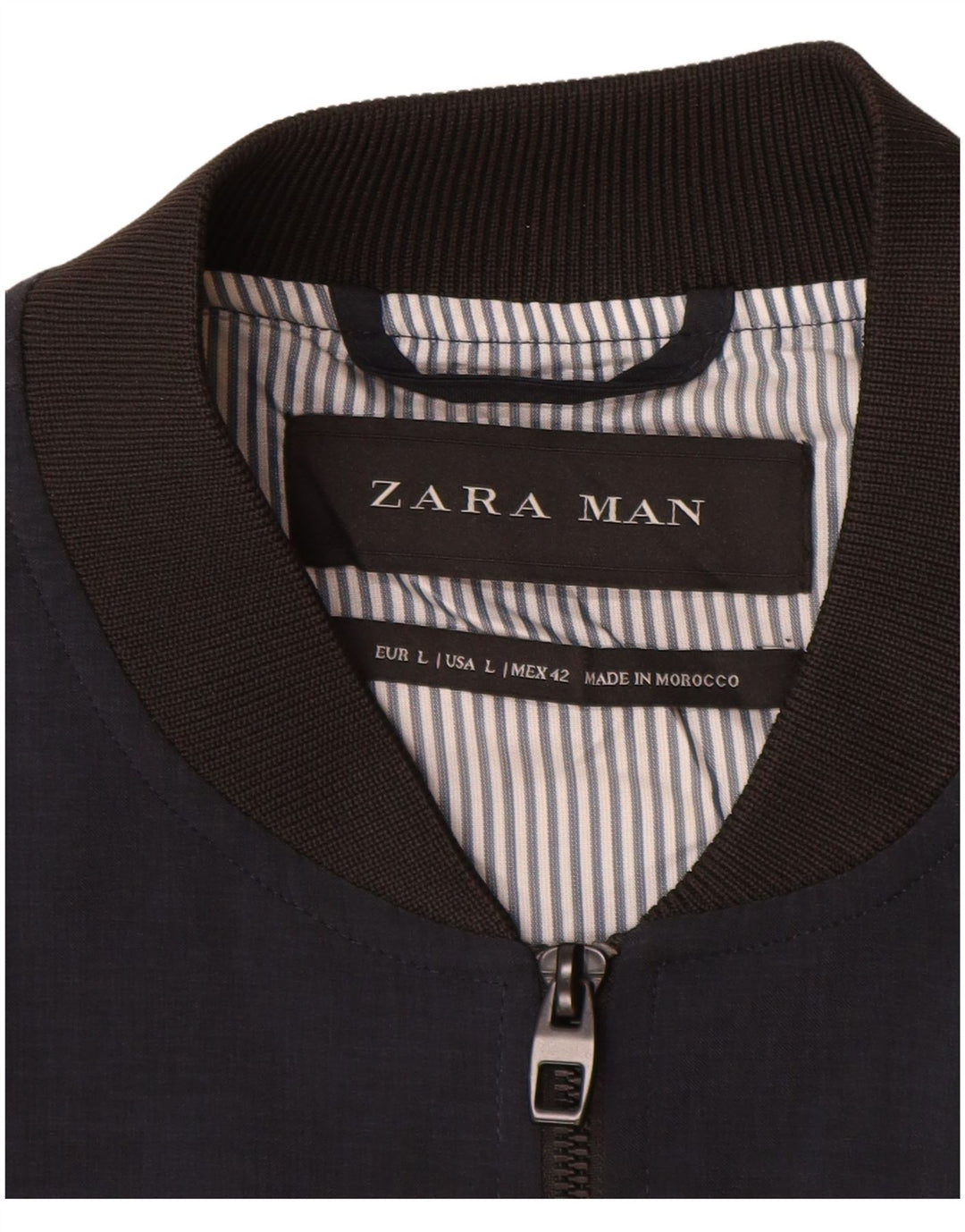 Мужская куртка-бомбер Zara UK 40, большая темно-синяя, полиэстер