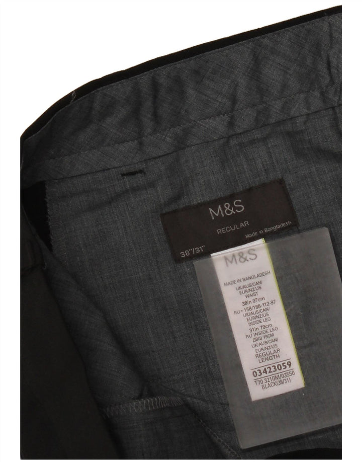 Мужские классические брюки Marks & Spencer W38 L31, черный полиэстер