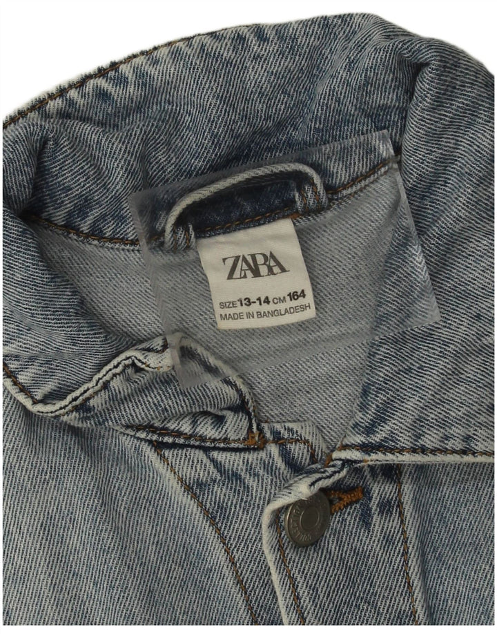 Джинсовая куртка Zara для девочек 13-14 лет, синяя, хлопок