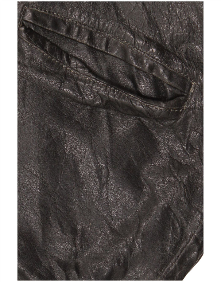 Винтажная мужская кожаная куртка UK 42 XL, черная кожа