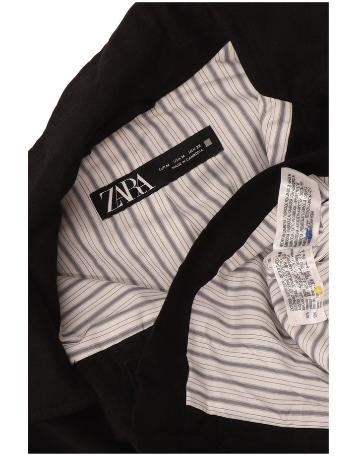 Женский укороченный бомбер Zara UK 10, средний черный из вискозы