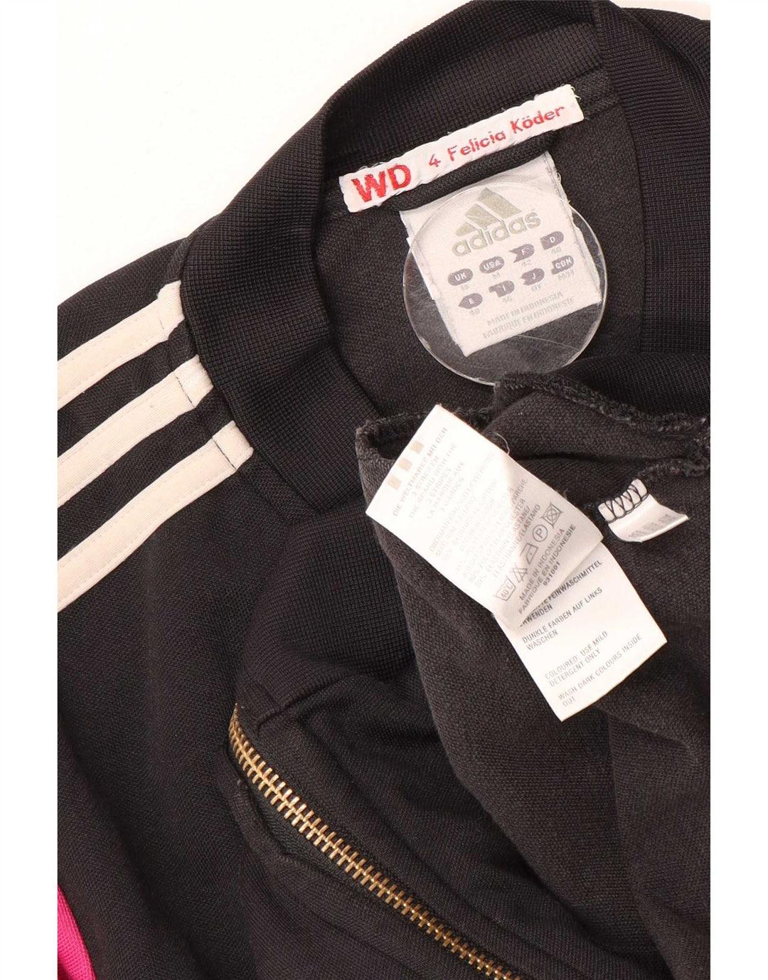 Женский спортивный костюм Adidas Top Jacket UK 12, средний черный, хлопок с цветными блоками