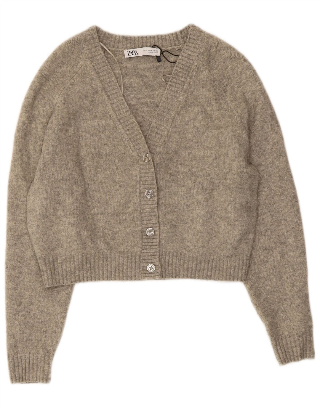 Женский укороченный кардиган оверсайз Zara UK 10, маленький серый в крапинку