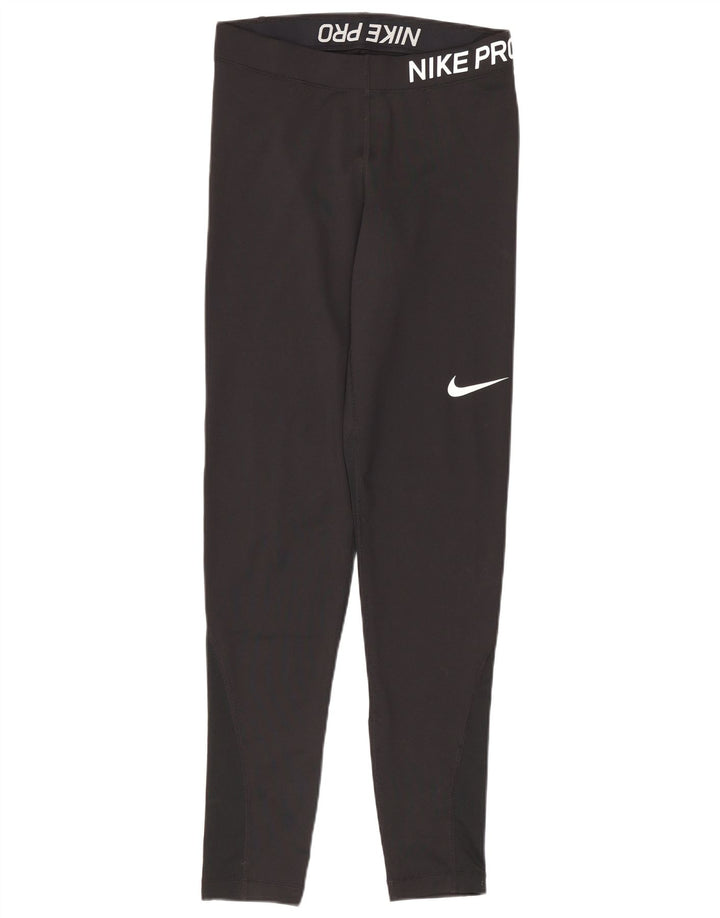 Женские леггинсы с рисунком Nike Dri Fit UK 8, маленькие черные, полиэстер