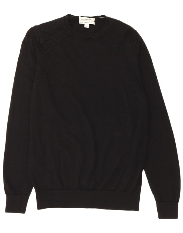 Marks & Spencer Mens Autograph Crew Neck Jumper Sweater Medium Black