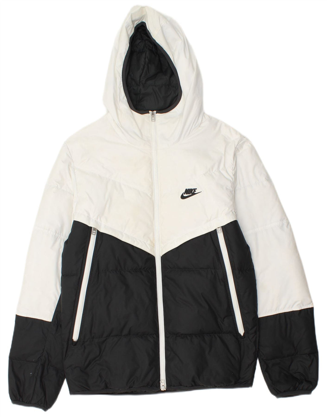 Мужская утепленная куртка с капюшоном Nike UK 36, маленькая черная, полиэстер с цветными блоками