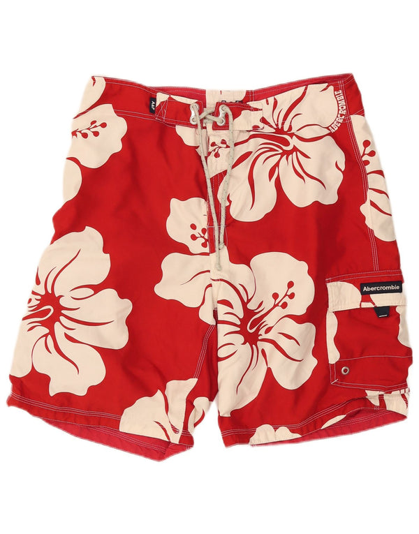 Мужские шорты для плавания с рисунком Abercrombie & Fitch, большие красные с цветочным принтом