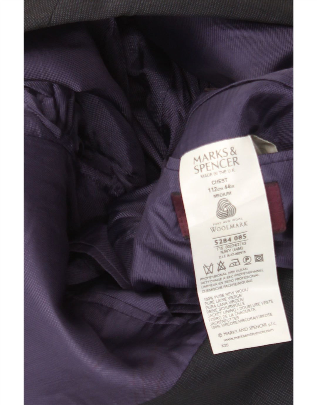 Мужской пиджак с 3 пуговицами Marks & Spencer, Великобритания 44, 2XL, темно-синий, новая шерсть