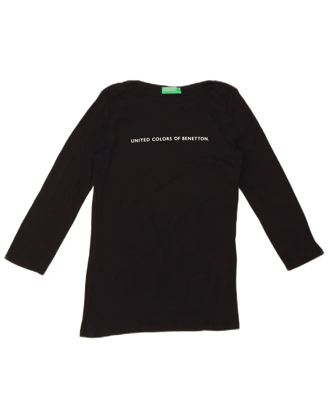 Женский топ с рисунком BENETTON, рукав 3/4, UK 8, маленький, черный