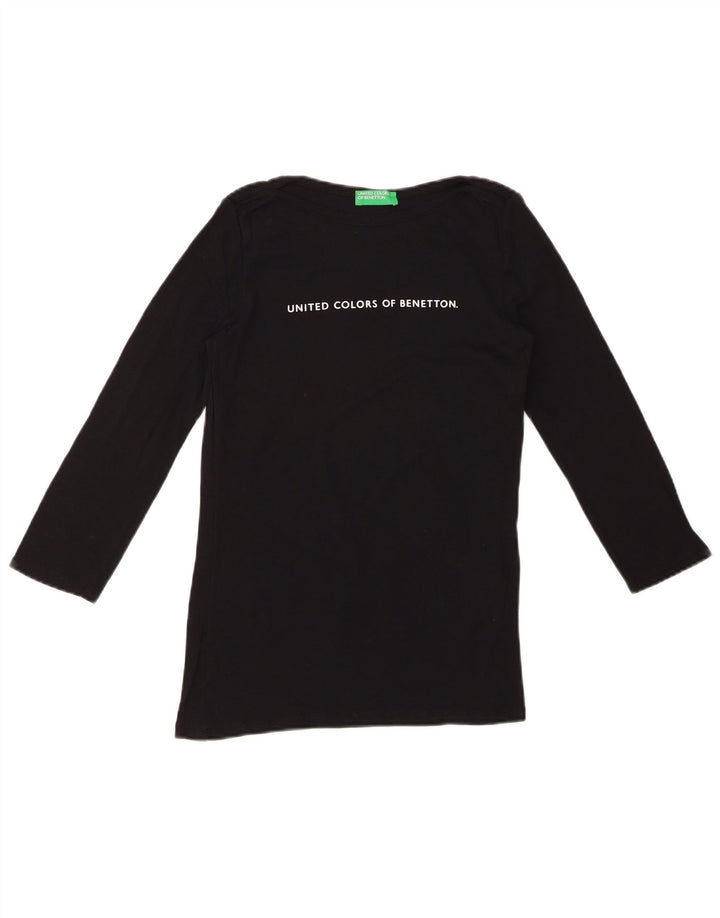 Женский топ с рисунком BENETTON, рукав 3/4, UK 8, маленький, черный
