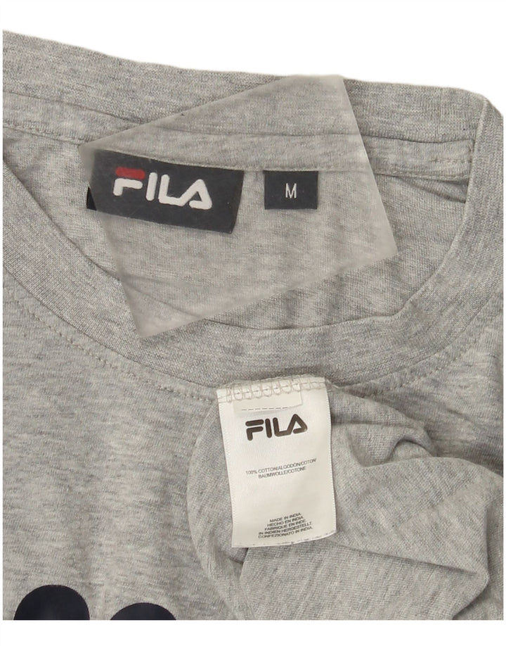 Мужская футболка с рисунком Fila, хлопковый топ среднего серого цвета с крапинками