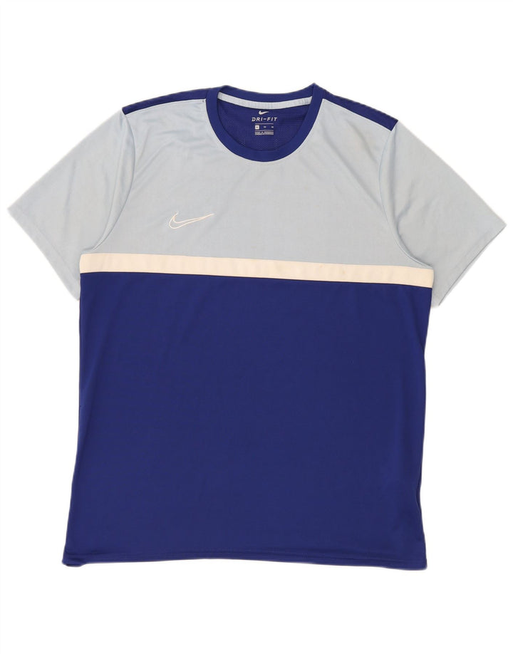 Мужская футболка Nike Dri Fit Top XL, синяя, полиэстер с цветными блоками
