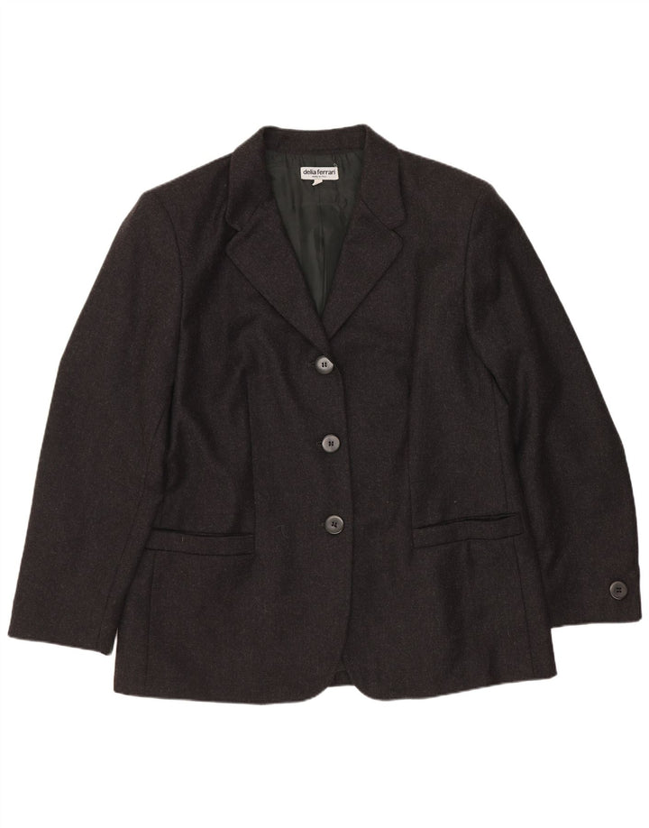 Женский пиджак на 3 пуговицах Delia Ferrari IT 45, средний черный из натуральной шерсти