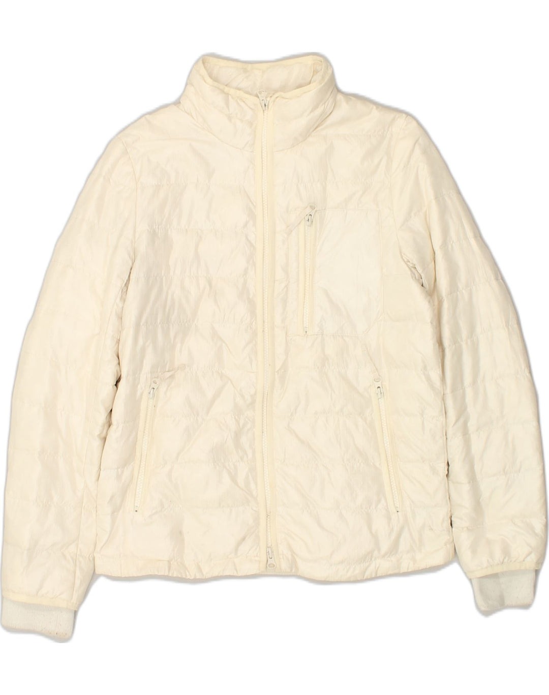 J. CREW Womens Padded Jacket UK 10 Small Off White Nylon | Vintage J. Crew | Thrift | Second-Hand J. Crew | Used Clothing | Messina Hembry 