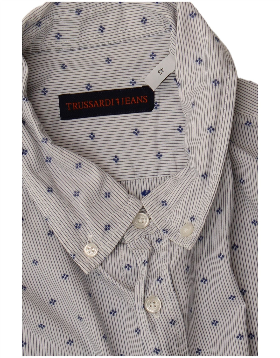 Мужская рубашка Trussardi Jeans, размер 43, большая синяя пятнистая