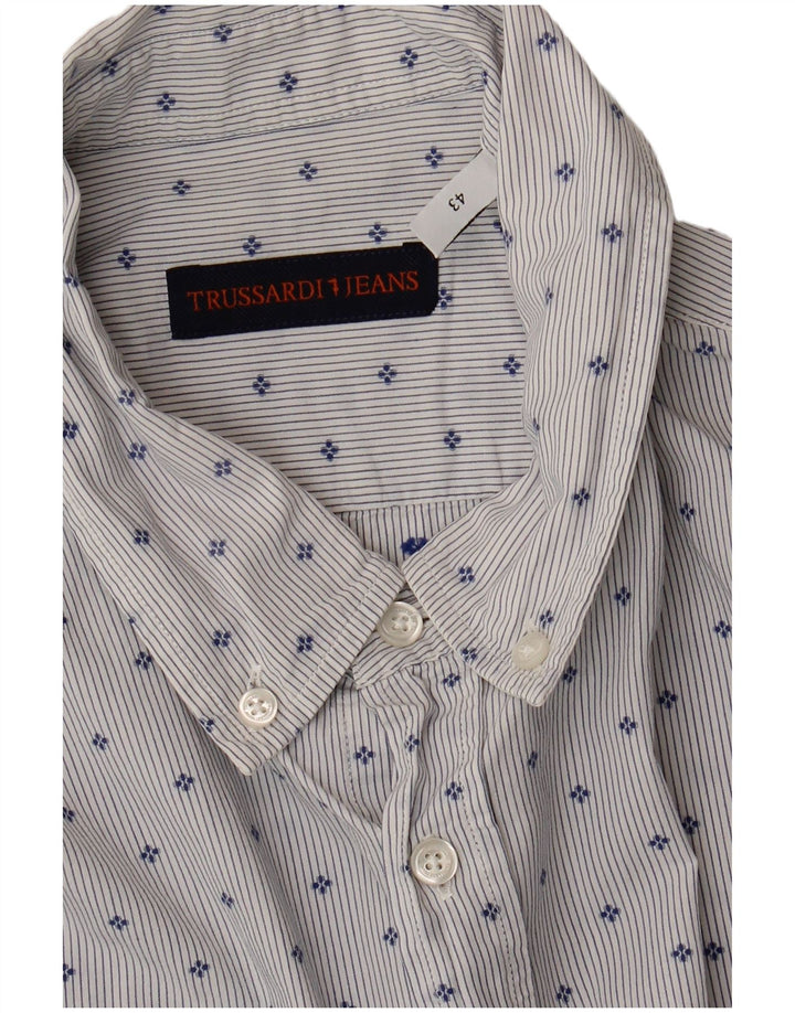Мужская рубашка Trussardi Jeans, размер 43, большая синяя пятнистая