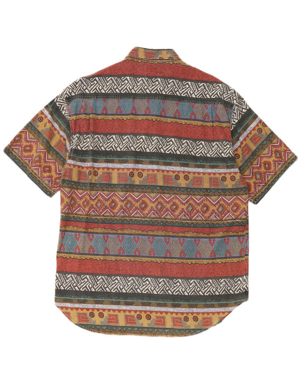 Мужская рубашка с коротким рукавом Report, размер 43/44 XL, разноцветный хлопок с геометрическим рисунком