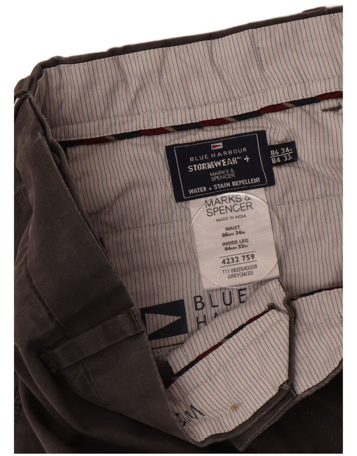 Мужские прямые брюки чинос Marks & Spencer Blue Harbour W34 L33 серые