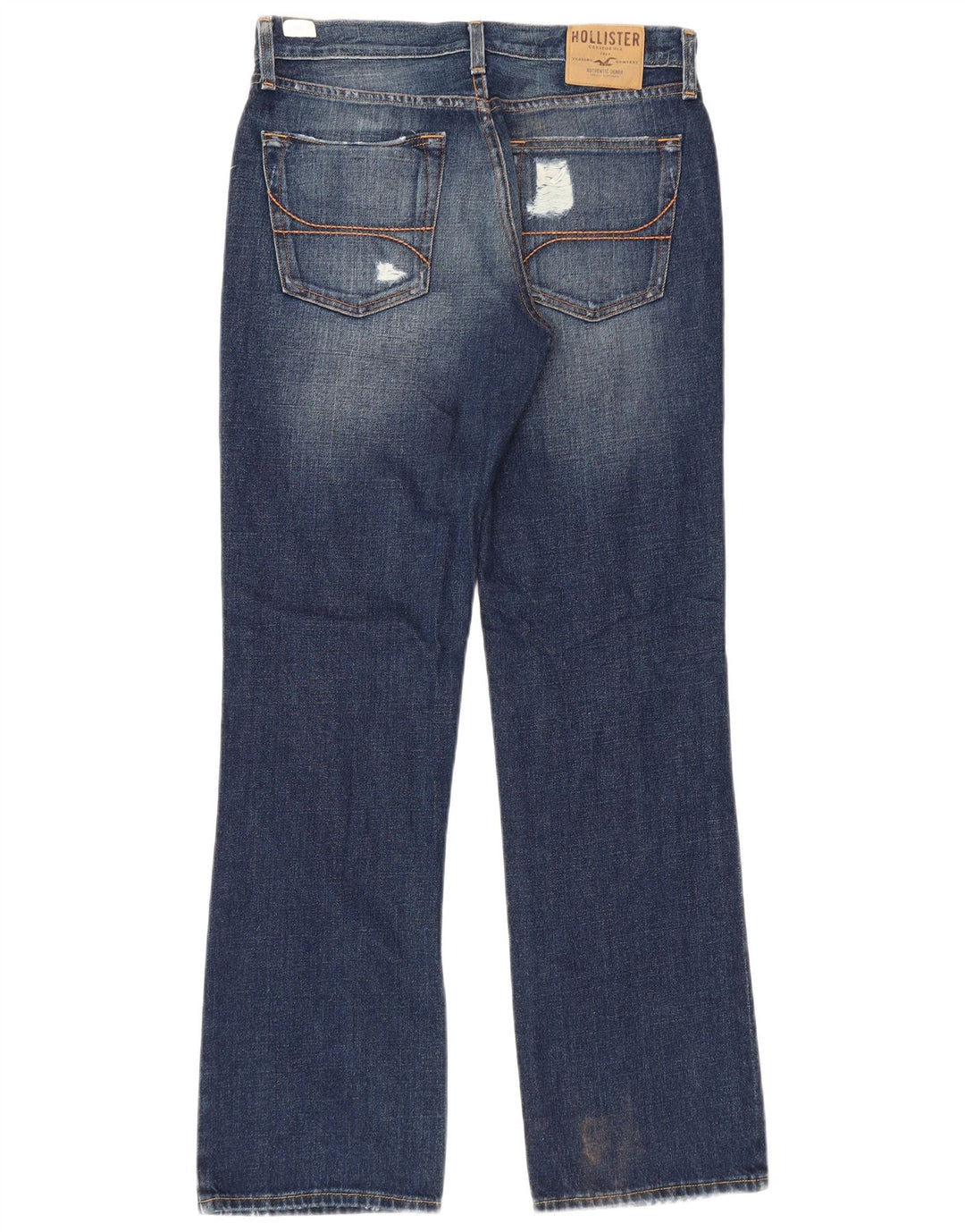 Мужские потертые джинсы Hollister Bootcut W32 L32, синий хлопок