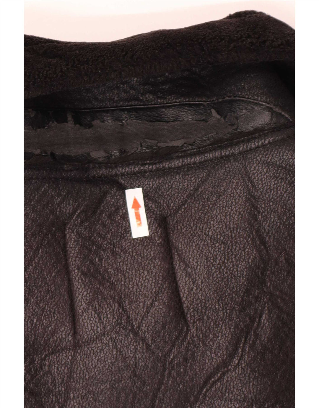 Женская куртка шерпа из искусственной кожи Zara UK 14, средний черный полиуретан