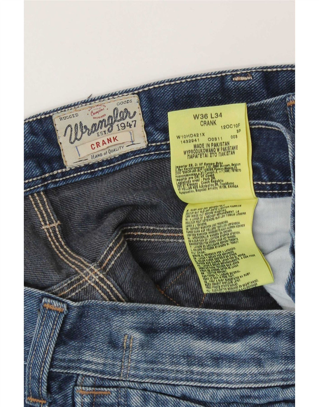 Мужские прямые джинсы Wrangler W36 L34, синий хлопок