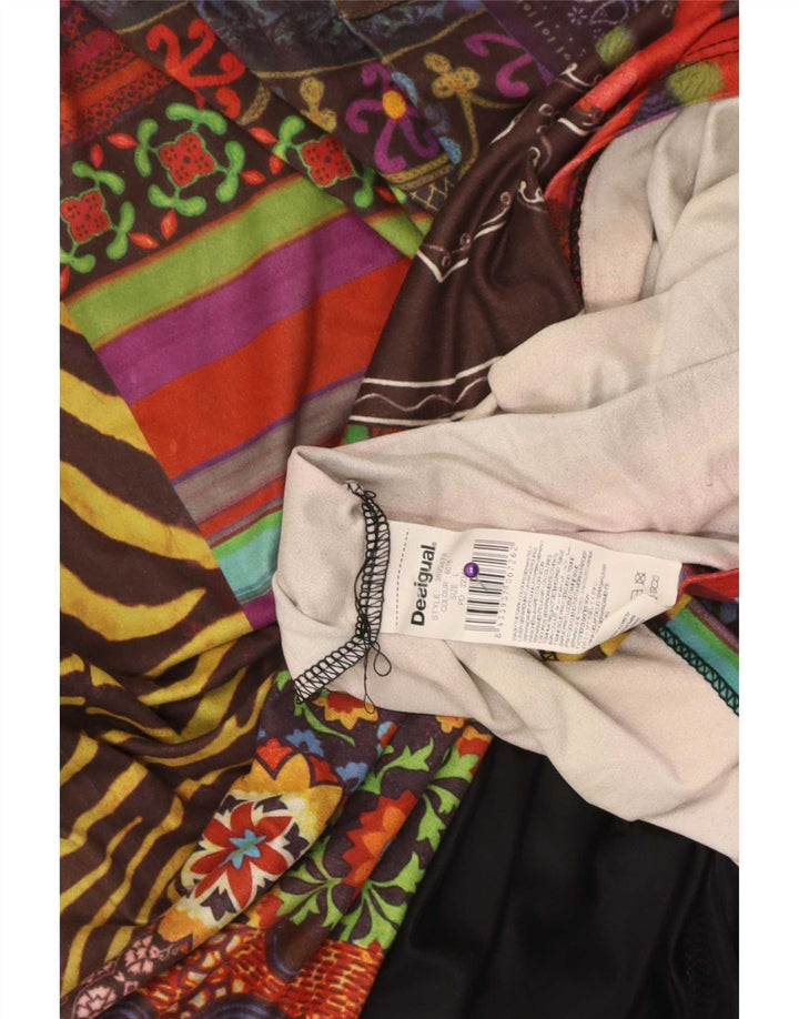 Женское платье трапециевидного силуэта с графическим рисунком Desigual UK 14, большое разноцветное пэчворк